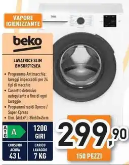 Unieuro beko LAVATRICE SLIM BMSUR7126EA offerta