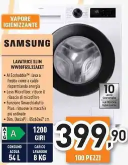 Unieuro SAMSUNG LAVATRICE SLIM WW80FG5L32AEET offerta
