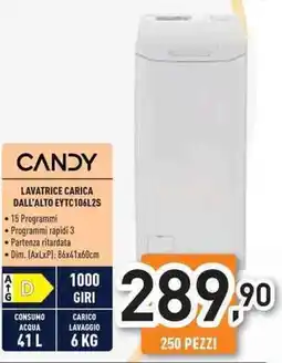 Unieuro CANDY LAVATRICE CARICA DALL'ALTO EYTC106L2S offerta