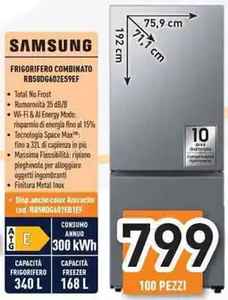 Unieuro SAMSUNG FRIGORIFERO COMBINATO RB50DG602ES9EF offerta
