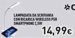 Unieuro Celly lampadata da scrivania con ricarica wireless per smartphone 2,5W offerta