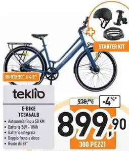 Unieuro teklio E-BIKE TC3A6ALB offerta