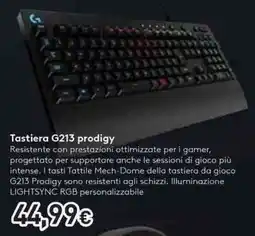 Unieuro logitech Tastiera G213 prodigy offerta