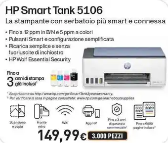 Unieuro HP Smart Tank 5106 offerta