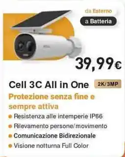 Unieuro IMOU Cell 3C All in One 2K/3MP offerta