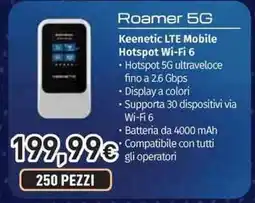 Unieuro Roamer 5G Keenetic LTE Mobile Hotspot Wi-Fi 6 offerta