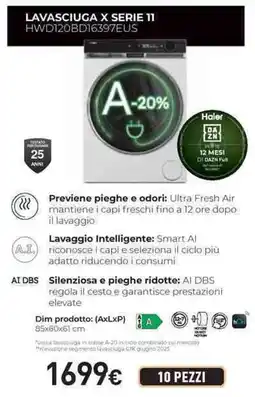 Unieuro Haier LAVASCIUGA X SERIE 11 HWD120BD16397EUS offerta