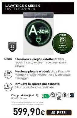 Unieuro Haier LAVATRICE X SERIE 9 HW100-B14387U-IT offerta