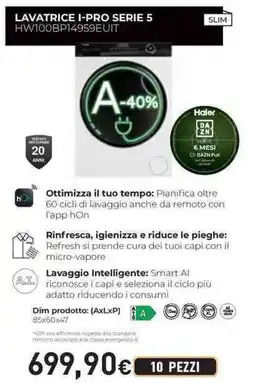 Unieuro Haier LAVATRICE I-PRO SERIE 5 HW100BP14959EUIT offerta