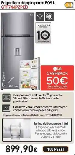 Unieuro LG Frigorifero doppia porta GTF744PZPED offerta