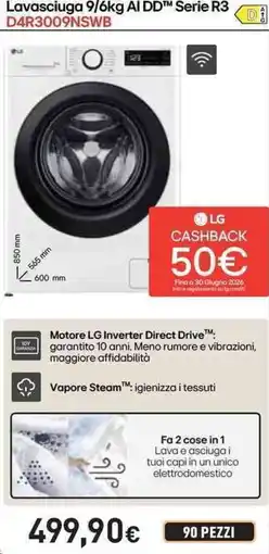 Unieuro LG Lavasciuga AI DD Serie R3 D4R3009NSWB offerta