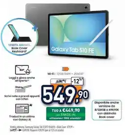 Unieuro Samsung Galaxy Tab S10 FE offerta