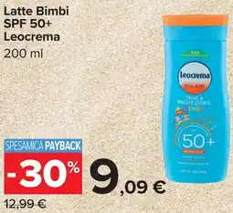 Carrefour Latte Bimbi SPF 50+ Leocrema offerta