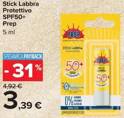 Carrefour Stick Labbra Protettivo SPF50+ Prep offerta