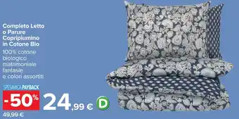 Carrefour Completo Letto o Parure Copripiumino in Cotone Bio offerta