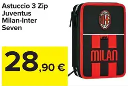 Carrefour Astuccio 3 Zip Juventus Milan-Inter Seven offerta