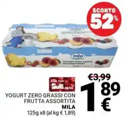 Supermercati Gulliver Yogurt zero grassi con frutta MILA offerta