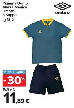 Carrefour Pigiama Uomo Mezza Manica Umbro o Kappa offerta