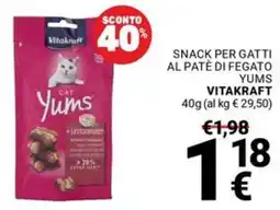 Supermercati Gulliver Snack per gatti al patè di fegato yums VITAKRAFT offerta