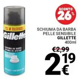 Supermercati Gulliver Schiuma da barba pelle sensibile GILLETTE offerta
