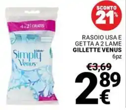 Supermercati Gulliver Rasoio usa e getta a 2 lame GILLETTE VENUS offerta