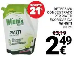 Supermercati Gulliver Detersivo concentrato per piatti ecoricarica WINNI'S offerta