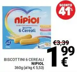 Supermercati Gulliver Biscottini 6 cereali NIPIOL offerta