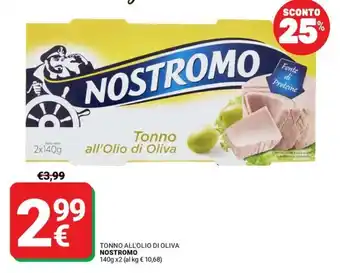 Supermercati Gulliver Tonno all'olio di oliva NOSTROMO offerta