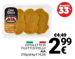 Supermercati Gulliver Cotolette di filetti di pollo AIA offerta