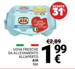 Supermercati Gulliver Uova fresche da allevamento all'aperto AIA offerta