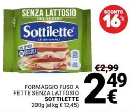 Supermercati Gulliver Formaggio fuso a fette senza lattosio SOTTILETTE offerta