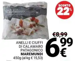 Supermercati Gulliver Anelli e ciuffi di calamaro patagonico MAREMUNDI offerta
