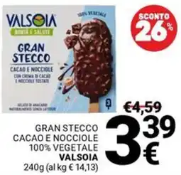 Supermercati Gulliver Gran stecco cacao e nocciole 100% vegetale VALSOIA offerta