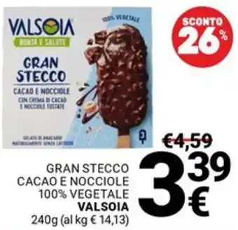 Supermercati Gulliver Gran stecco cacao e nocciole 100% vegetale VALSOIA offerta