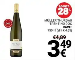 Supermercati Gulliver Müller thurgau trentino doc CAVIT offerta