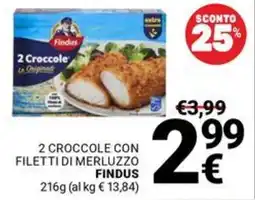 Supermercati Gulliver 2 croccole con filetti di merluzzo FINDUS offerta