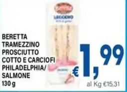 DEM Beretta tramezzino prosciutto cotto e carciofi philadelphia/ salmone offerta