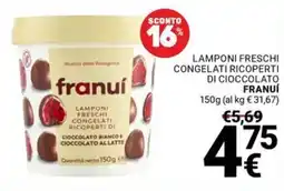 Supermercati Gulliver Lamponi freschi congelati ricoperti di cioccolato FRANUÍ offerta