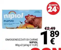 Supermercati Gulliver Omogeneizzati di carne NIPIOL offerta