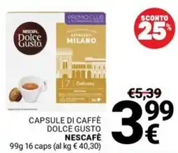 Supermercati Gulliver Capsule di caffè dolce gusto NESCAFÈ offerta