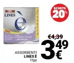 Supermercati Gulliver Assorbenti LINES È 11pz offerta