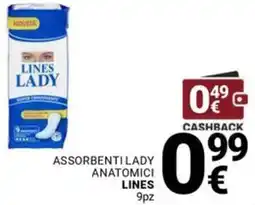 Supermercati Gulliver Assorbenti lady anatomici LINES offerta