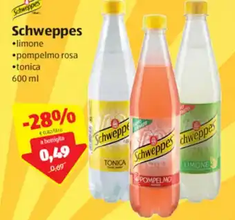 ALDI Schweppes Limone, Pompelmo Rosa, Tonica 600 ml offerta