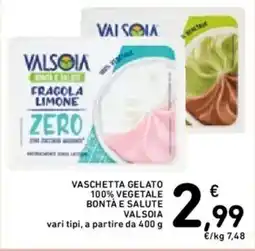 Spazio Conad Vaschetta gelato 100% vegetale bontà e salute VALSOIA offerta