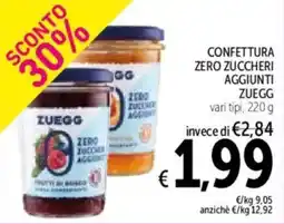 Spazio Conad Confettura zero zuccheri aggiunti ZUEGG offerta