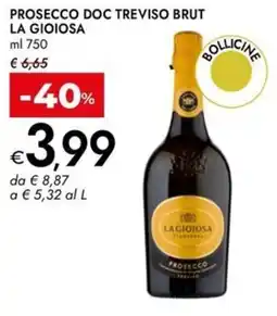 Bennet Prosecco doc treviso brut LA GIOIOSA offerta