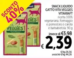 Spazio Conad Snack liquido gatto vita veggies VITAKRAFT offerta