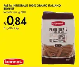 Bennet Pasta integrale 100% grano italiano BENNET offerta