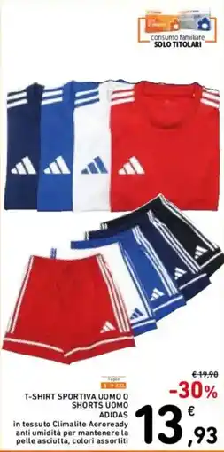Spazio Conad T-shirt sportiva uomo o shorts uomo ADIDAS offerta
