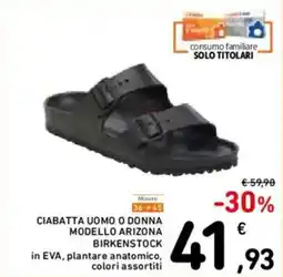Spazio Conad Ciabatta uomo o donna modello arizona BIRKENSTOCK offerta